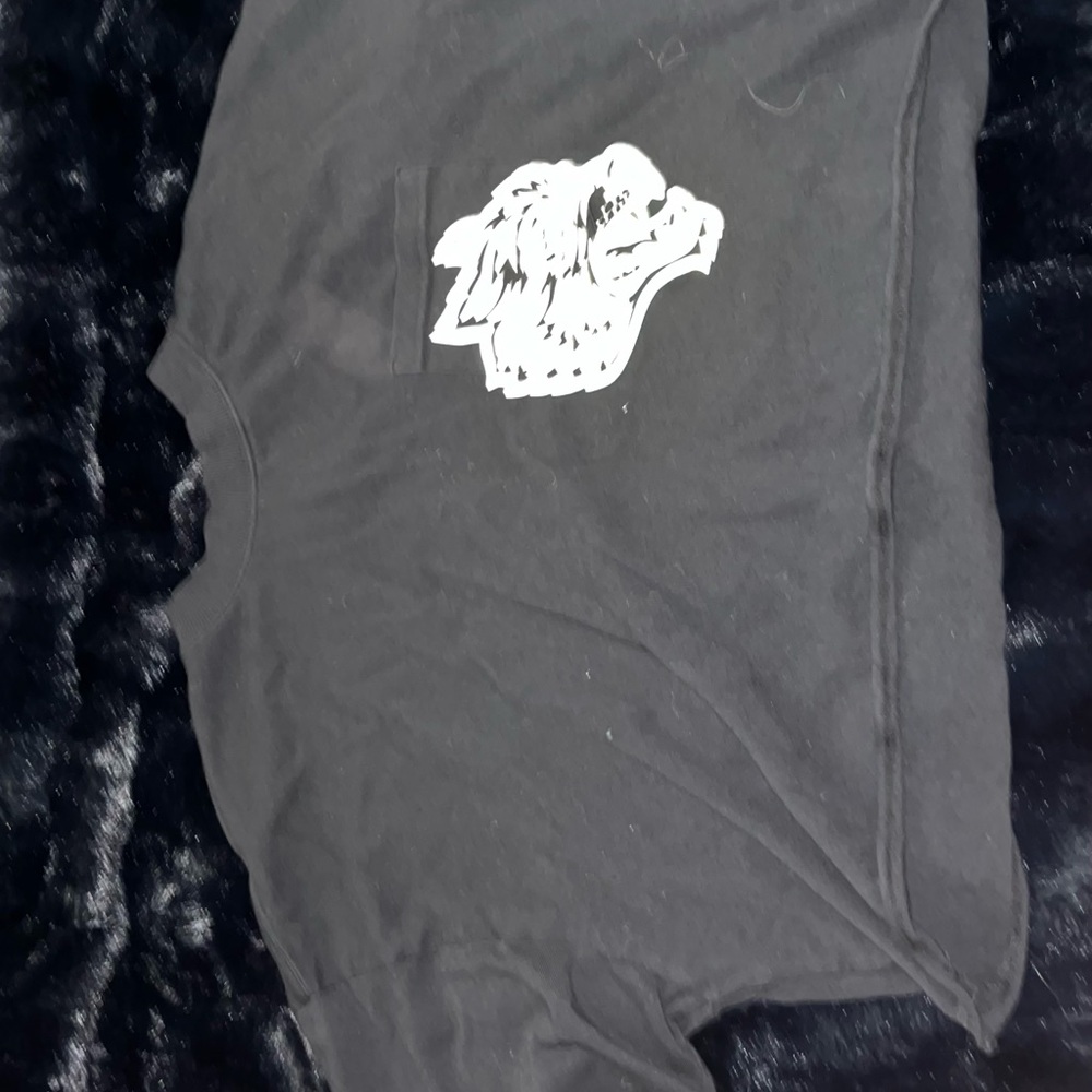Black T-Shirt with White Wolf Graphic